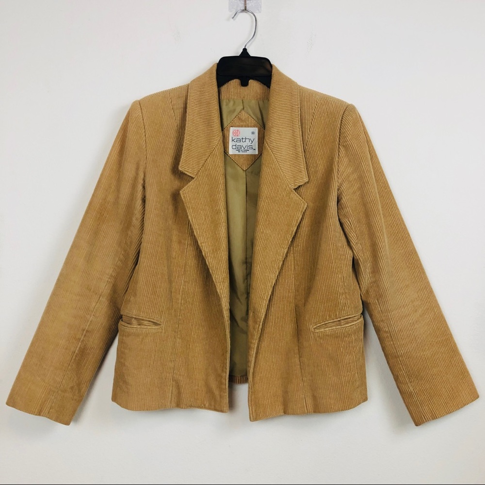 KATHY DAVIS CORDUROY JACKET TAN SIZE 8
